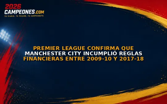 Premier League confirma que Manchester City incumplió reglas financieras entre 2009-10 y 2017-18