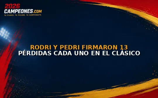 Rodri y Pedri firmaron 13 pérdidas cada uno en el Clásico
