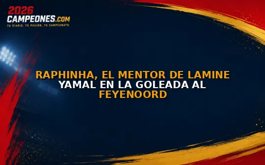 Raphinha, el mentor de Lamine Yamal en la goleada al Feyenoord