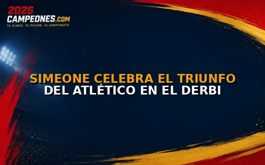 Simeone celebra el triunfo del Atlético en el derbi